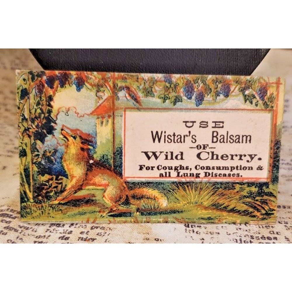 Small Vintage Victorian Trade Card - Wistar's Balsam of Wild Cherry - With a Fox